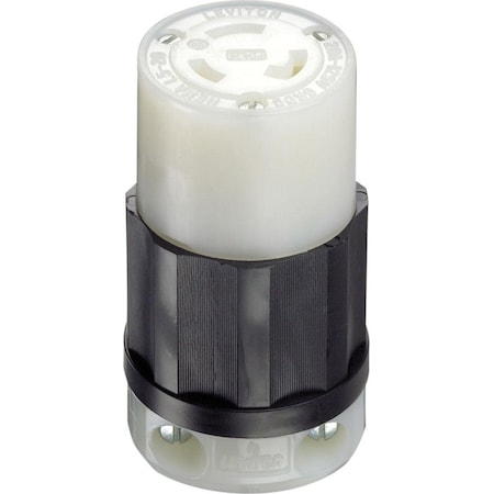 Leviton Locking Connector, L5-20R, 20 A, 125V AC, Single Phase, 2 Pole, Screw Terminals, Black, White 02313-000